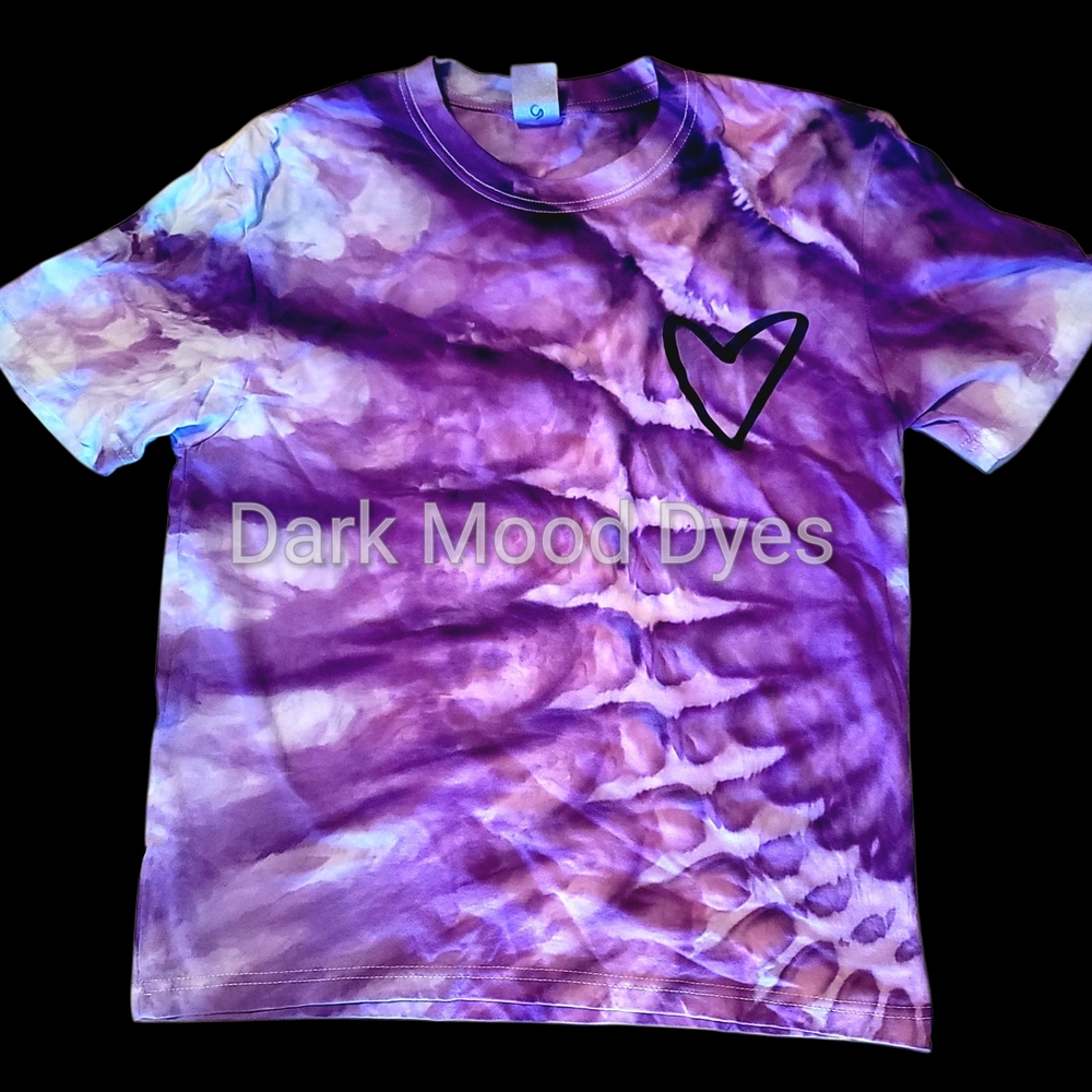 Purple Tie-Dye T-Shirt with Heart Design